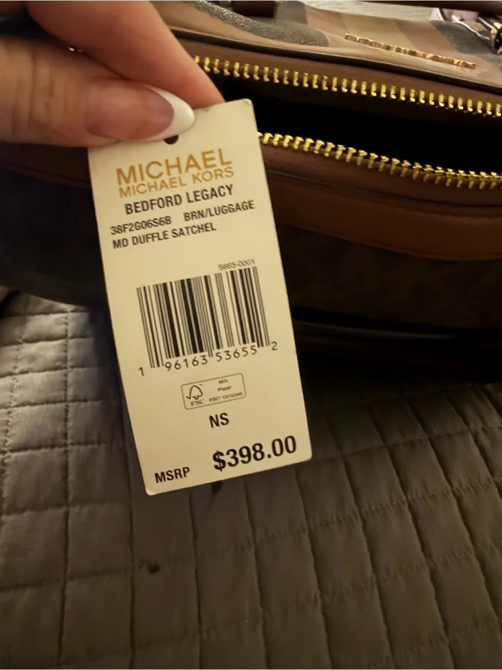 MICHAEL Michael Kors Bedford Legacy Brown Duffel Satchel with Gold Hardware